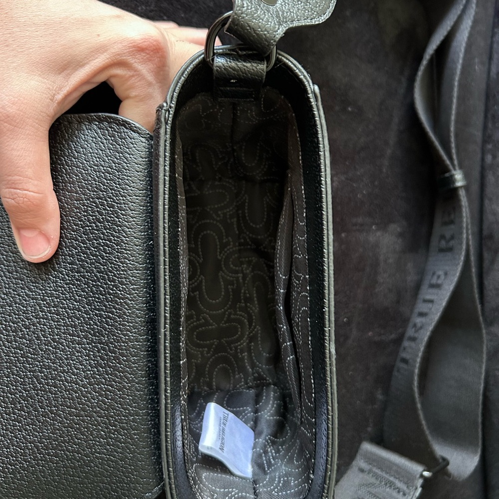 True Religion Black Leather Messenger with Logo Strap - Picture 6 of 10